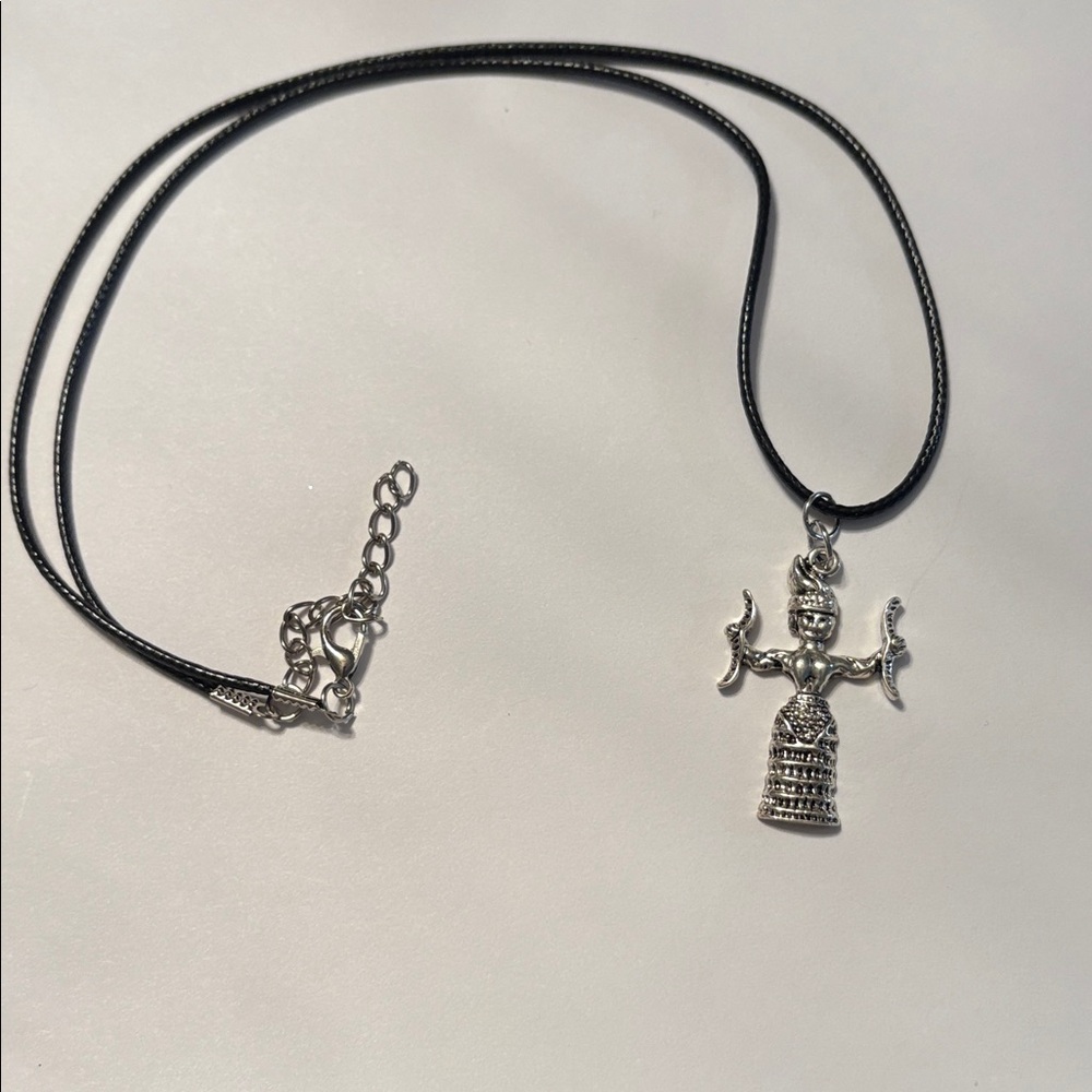 Silver Pendant Necklace with Black Cord by Sassy Charmer